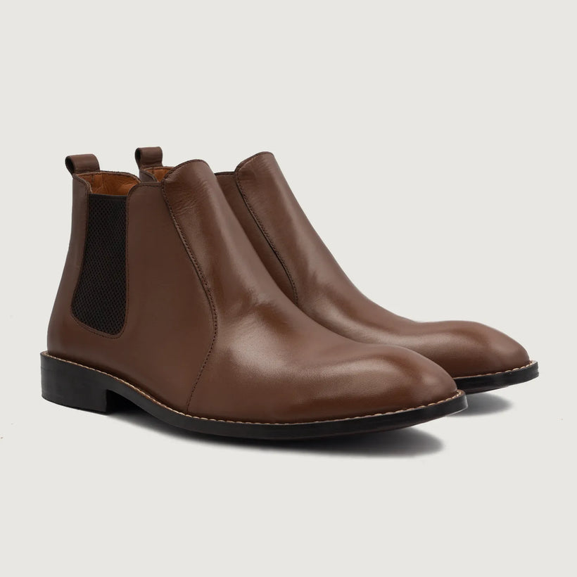Clarkson Chelsea Marron Leather Boots pour Homme