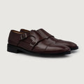 Boston Chaussures à double boucle Bordeaux Chaussures en cuir