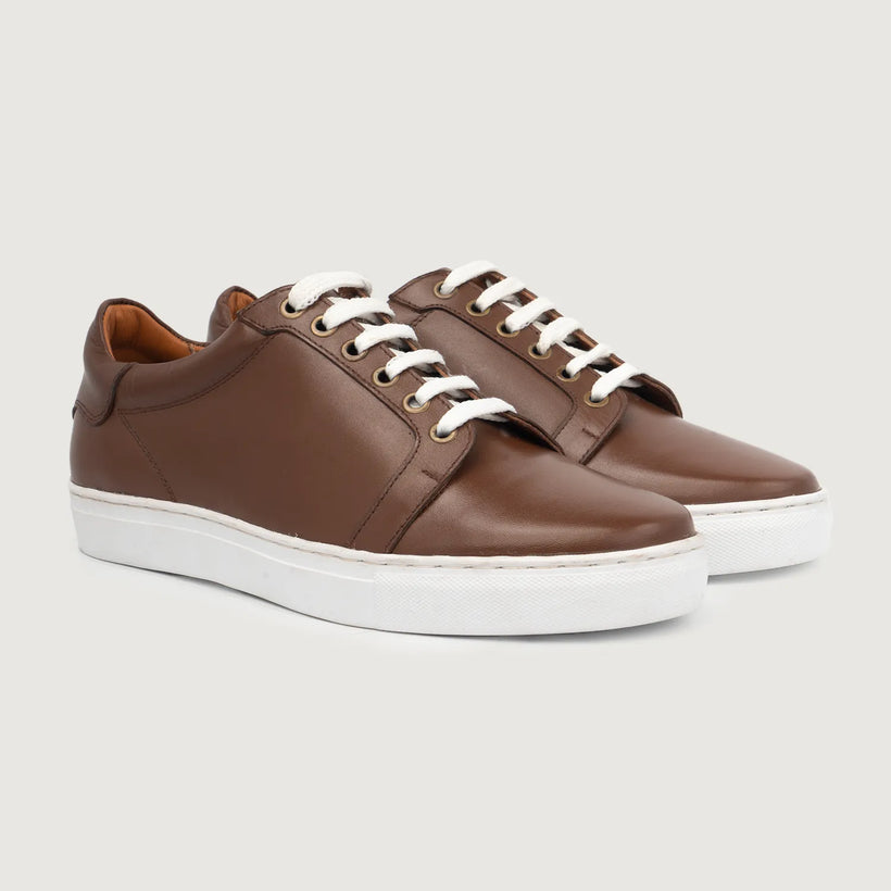Carter Runn Marron Leather Sneakers pour Homme