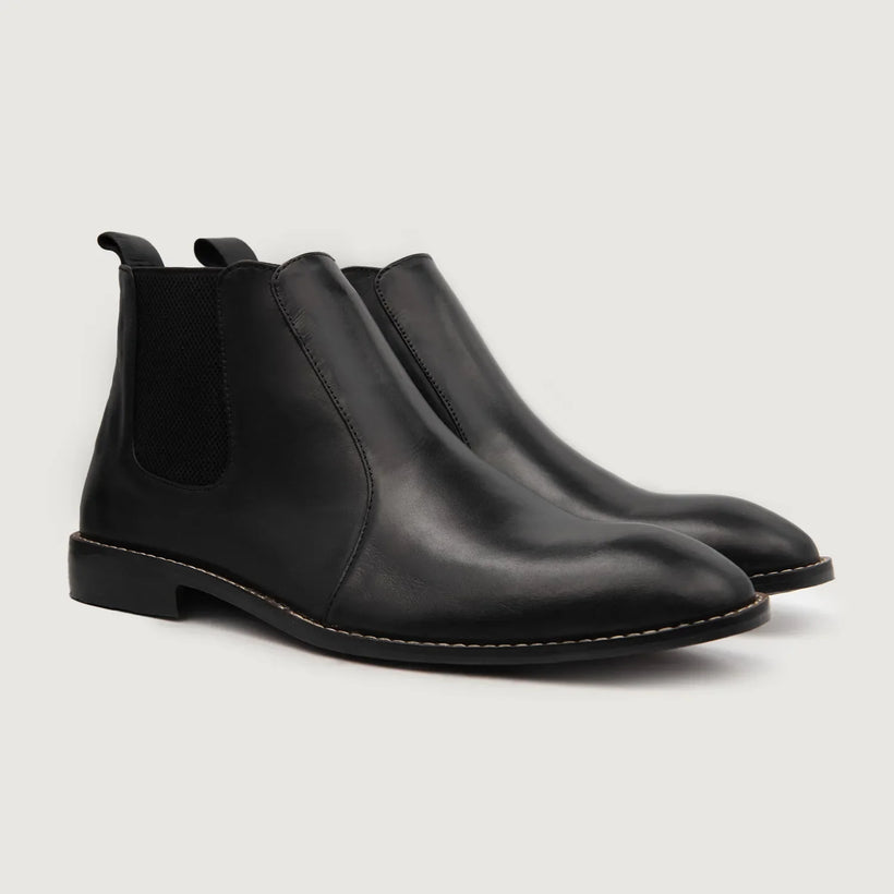 Clarkson Chelsea Noir Leather Boots pour Homme