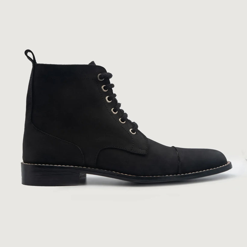 Knight Derby Noir Nubuck Bottines en cuir pour Homme