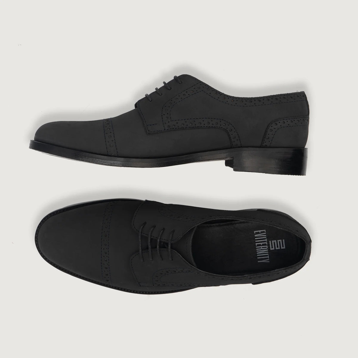 Dirk Brogues Derby Noir Nubuck Chaussures en cuir pour Homme For Men - Contrefort de talon renforcé & surpiqûres doubles de précision