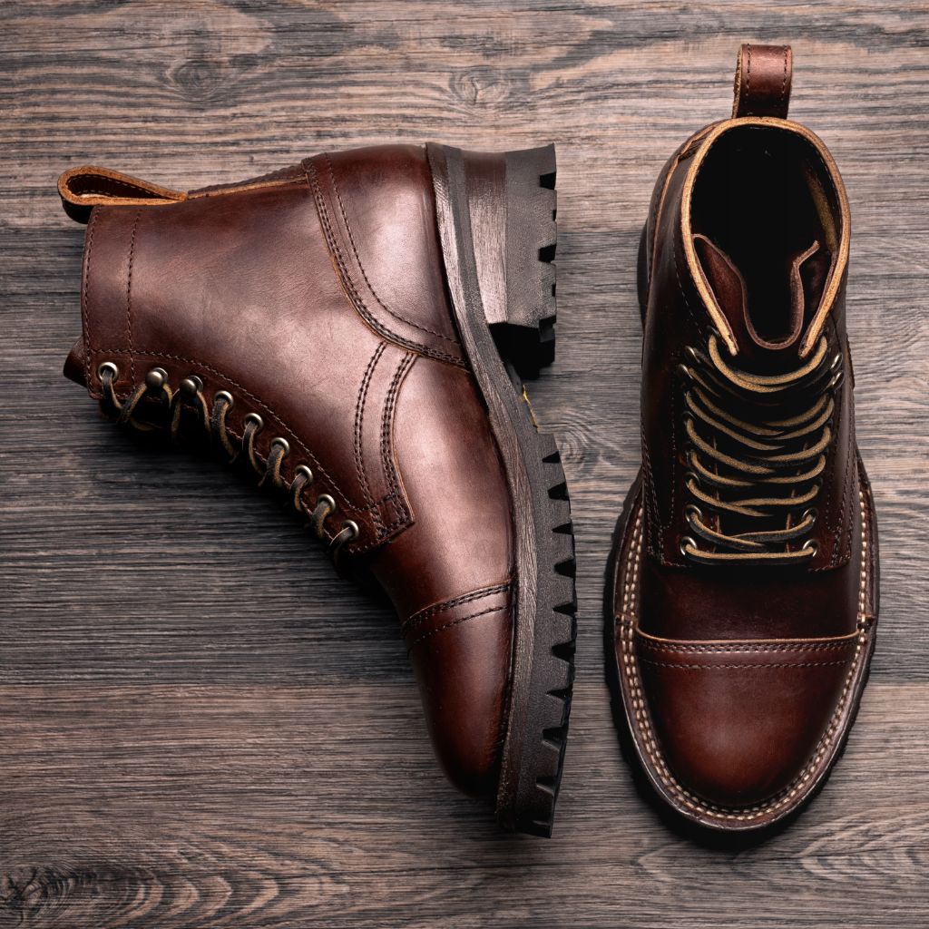 Challenger Whisky Bottines en cuir pour Homme - Contrefort de talon renforcé & surpiqûres doubles de précision