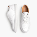 Court White Leather Sneakers - Reinforced Heel Counter & Precision Double-Row Stitching Detail