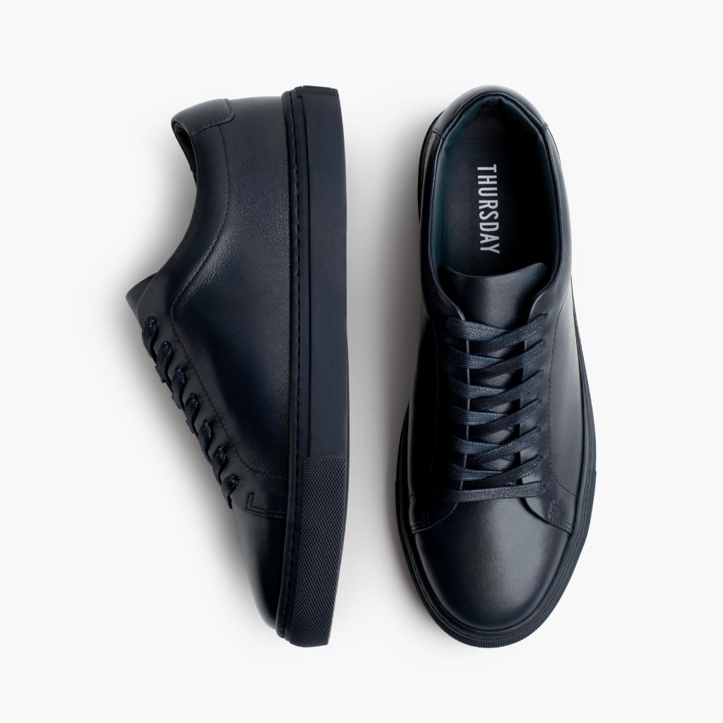 Encore Navy Baskets en cuir pour Homme - Contrefort de talon renforcé & surpiqûres doubles de précision