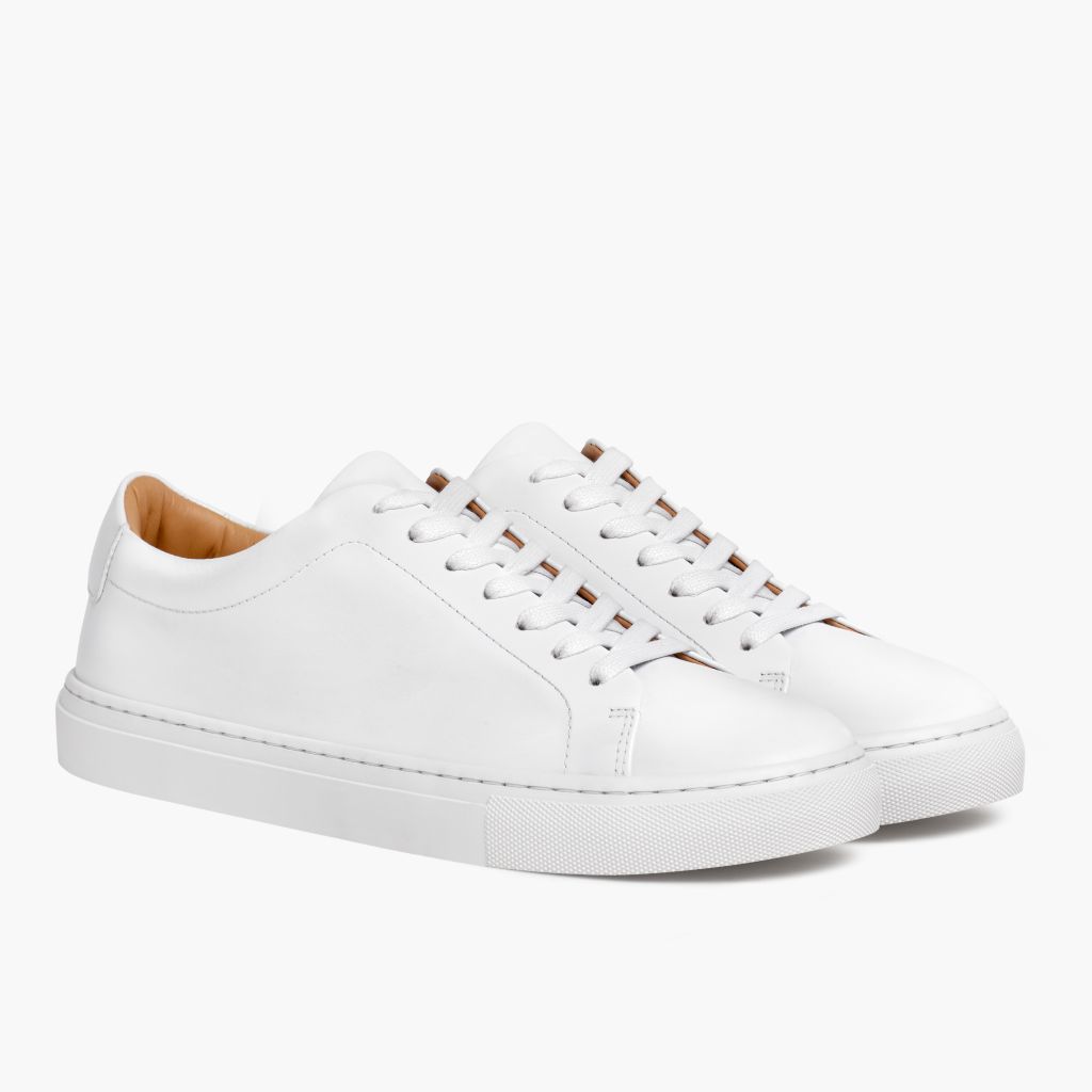 Encore Blanc Baskets en cuir pour Homme in White Full-Grain Leather - Vue de profil | Acheter en ligne