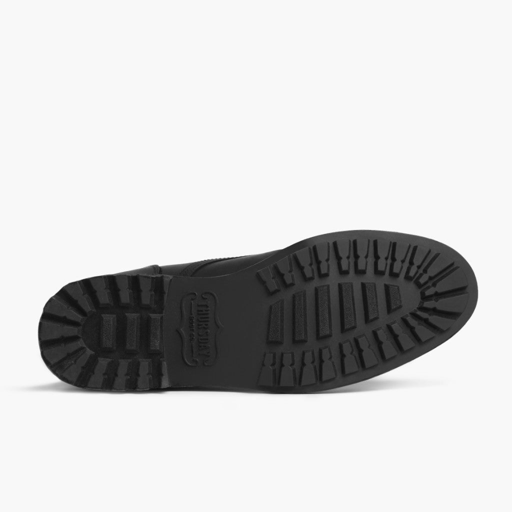 High-Traction Rubber Outsole & Lug Tread Pattern on Logger Noir Mat Bottines en cuir pour Homme