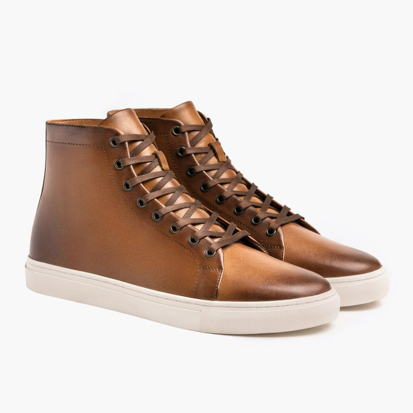 Premier High Top Toffee Leather Sneakers pour Homme