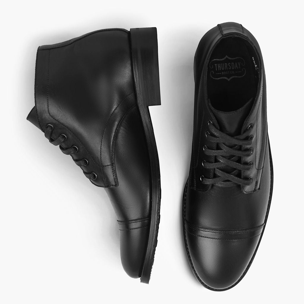 Cadet Noir Bottines en cuir pour Homme - Contrefort de talon renforcé & surpiqûres doubles de précision