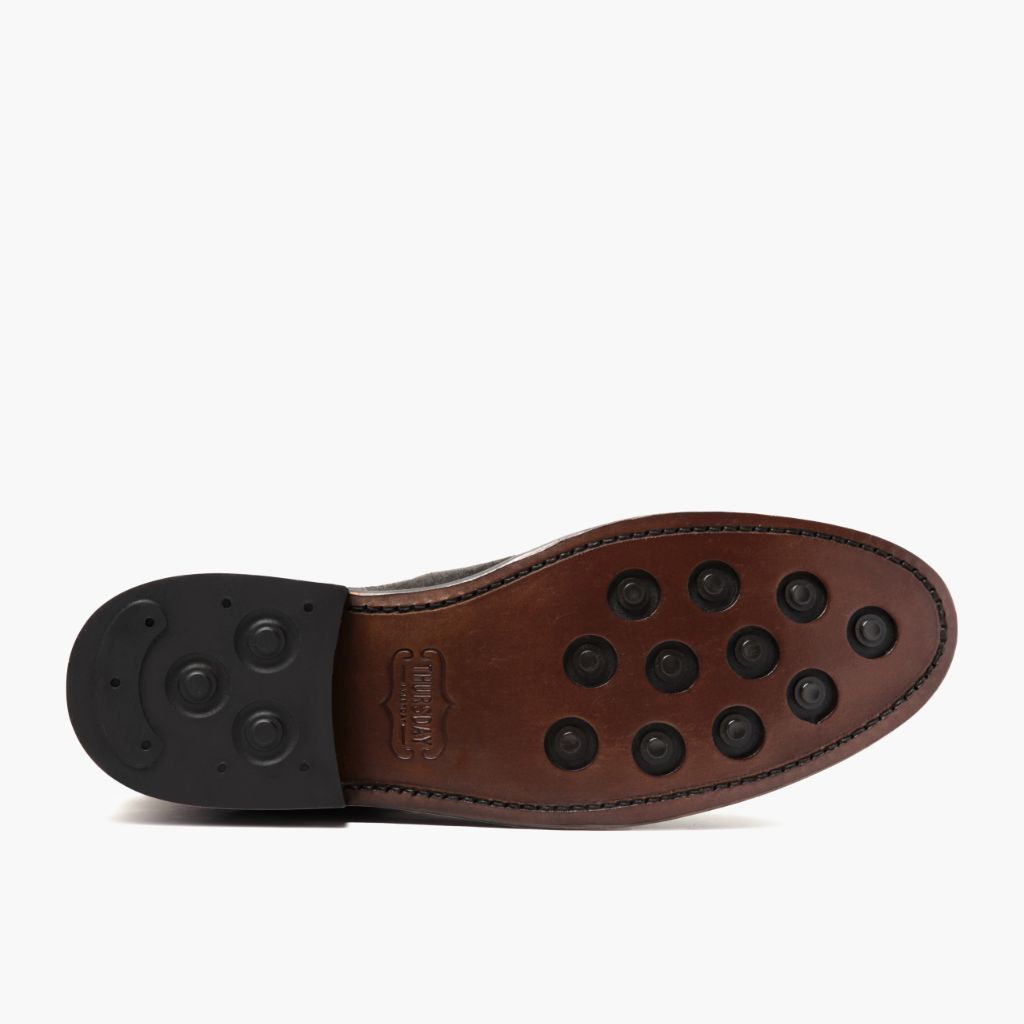 High-Traction Rubber Outsole & Lug Tread Pattern on Cavalier Gris Ombre Bottines en cuir pour Homme