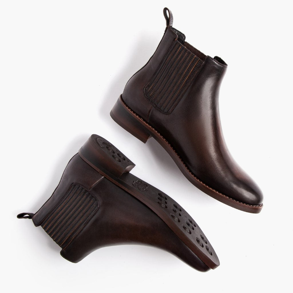 High-Traction Rubber Outsole & Lug Tread Pattern on Dreamer Café Noir Bottines en cuir pour Femme