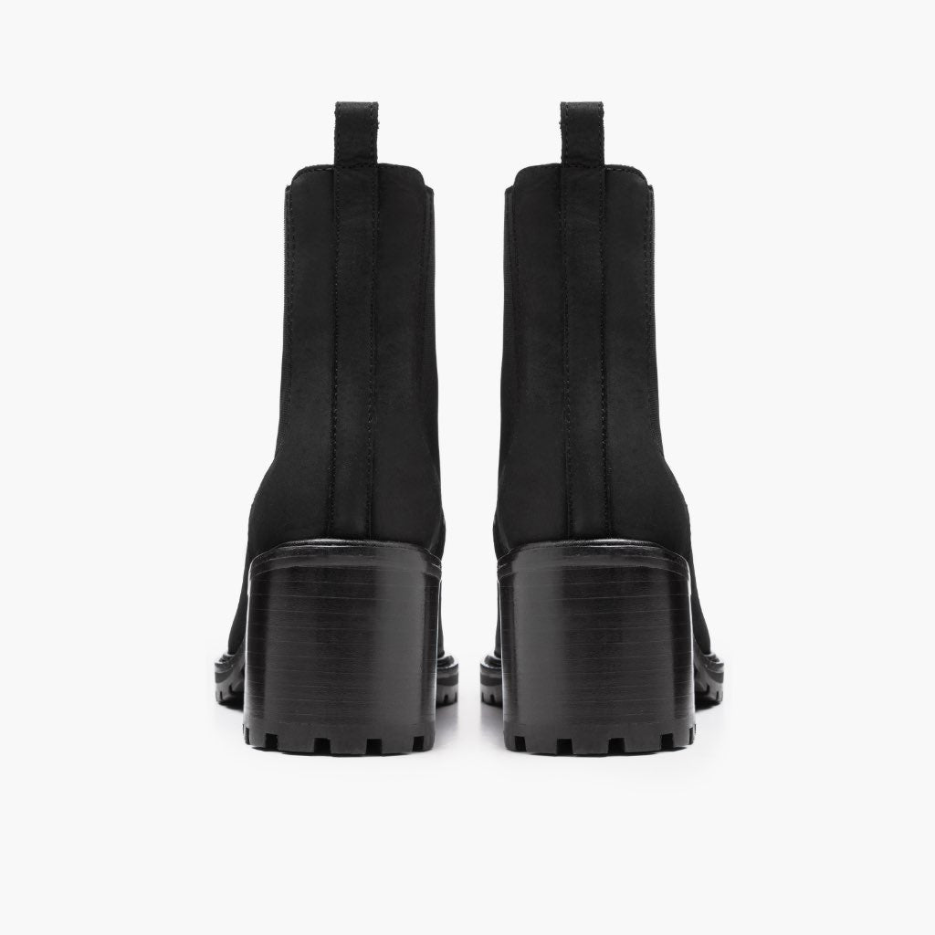Knockout Noir Mat Bottines en cuir pour Femme - Contrefort de talon renforcé & surpiqûres doubles de précision