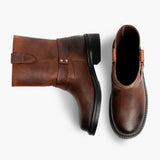 Women's Outlaw Rust Brown Leather Boots - Reinforced Heel Counter & Precision Double-Row Stitching Detail
