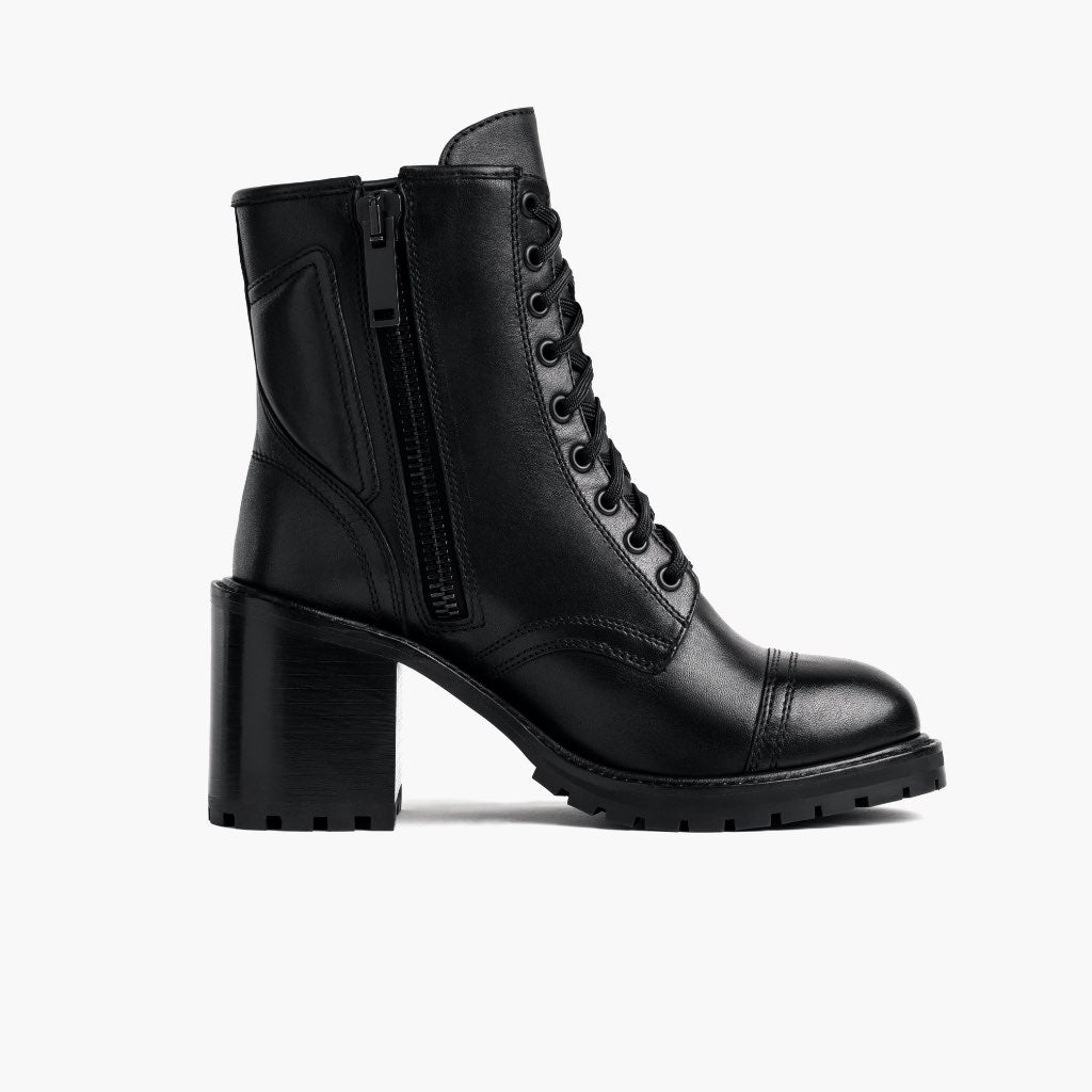 Rebel Noir Bottines en cuir pour Femme en cuir de vachette noir véritable - Vue de profil | Acheter en ligne