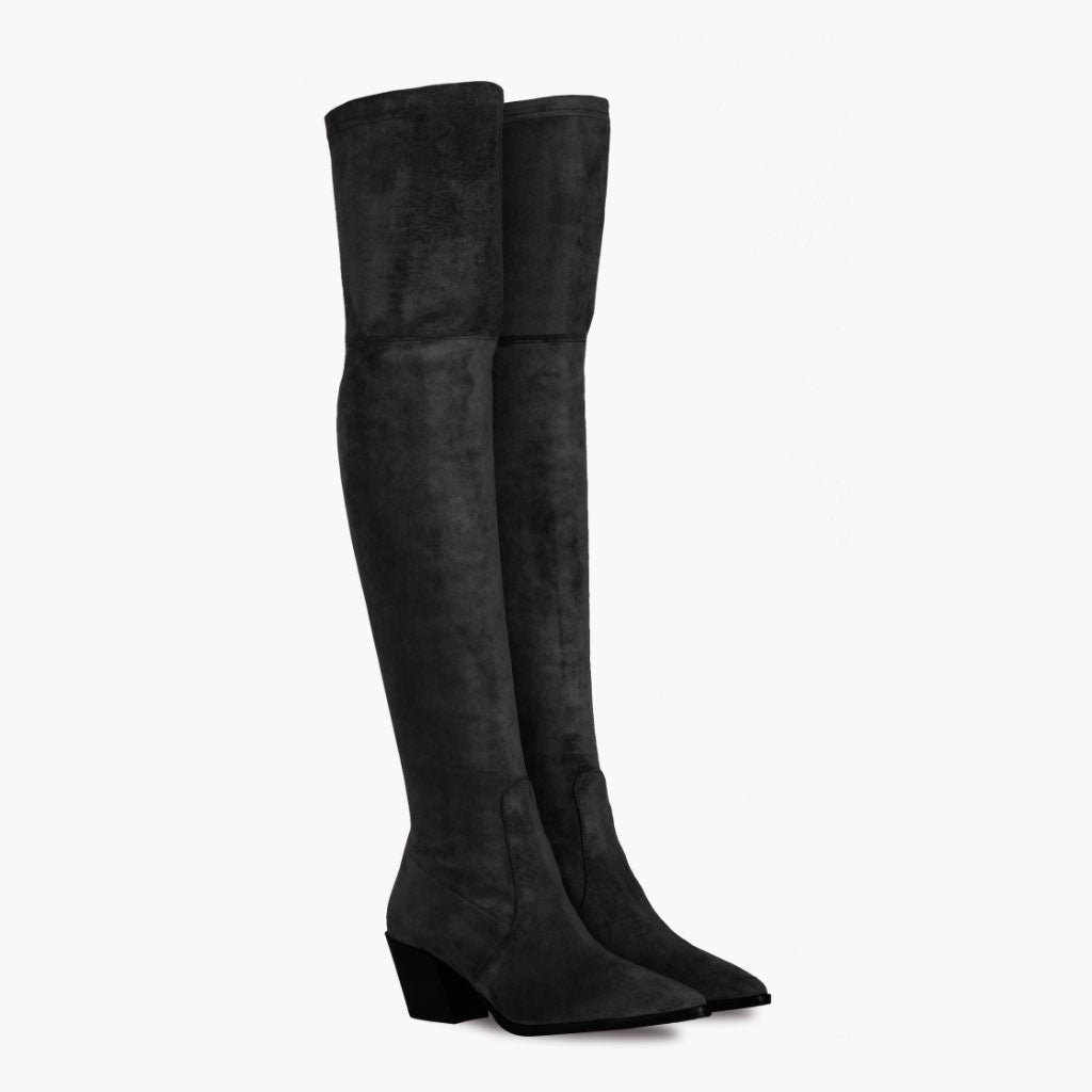 Black Full-Grain leather Boots - Montage cousu Goodyear & détail de l'embout avant