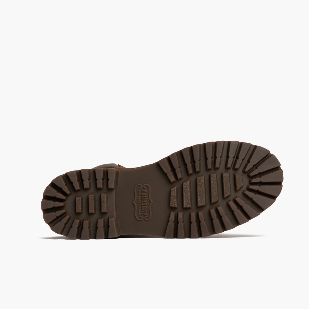 High-Traction Rubber Outsole & Lug Tread Pattern on Explorer Camel Matte Bottines en cuir pour Femme