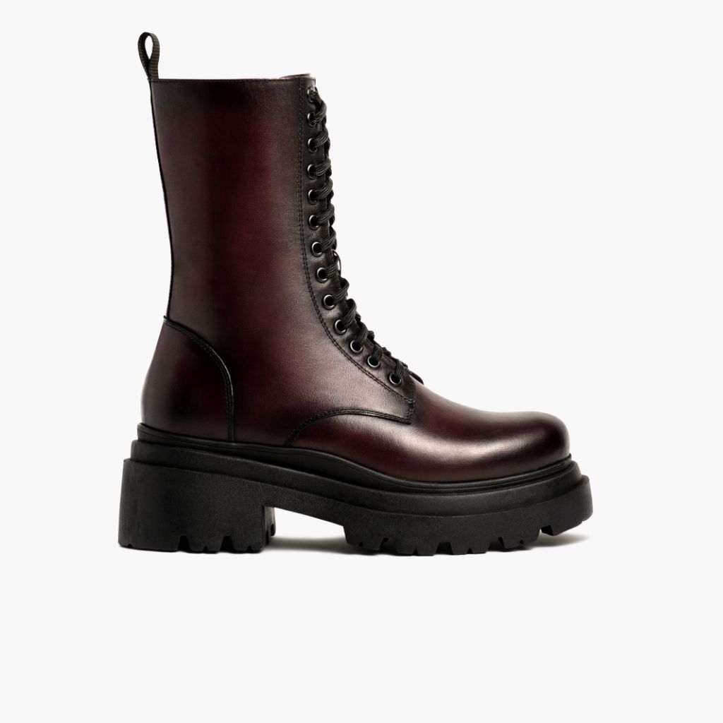 Fatale Noir Cherry Bottines en cuir pour Femme - Contrefort de talon renforcé & surpiqûres doubles de précision