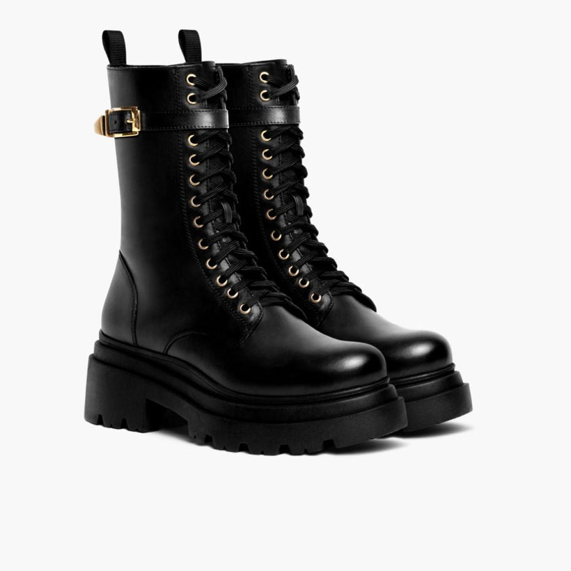 Fatale Noir & Gold Bottines en cuir pour Femme