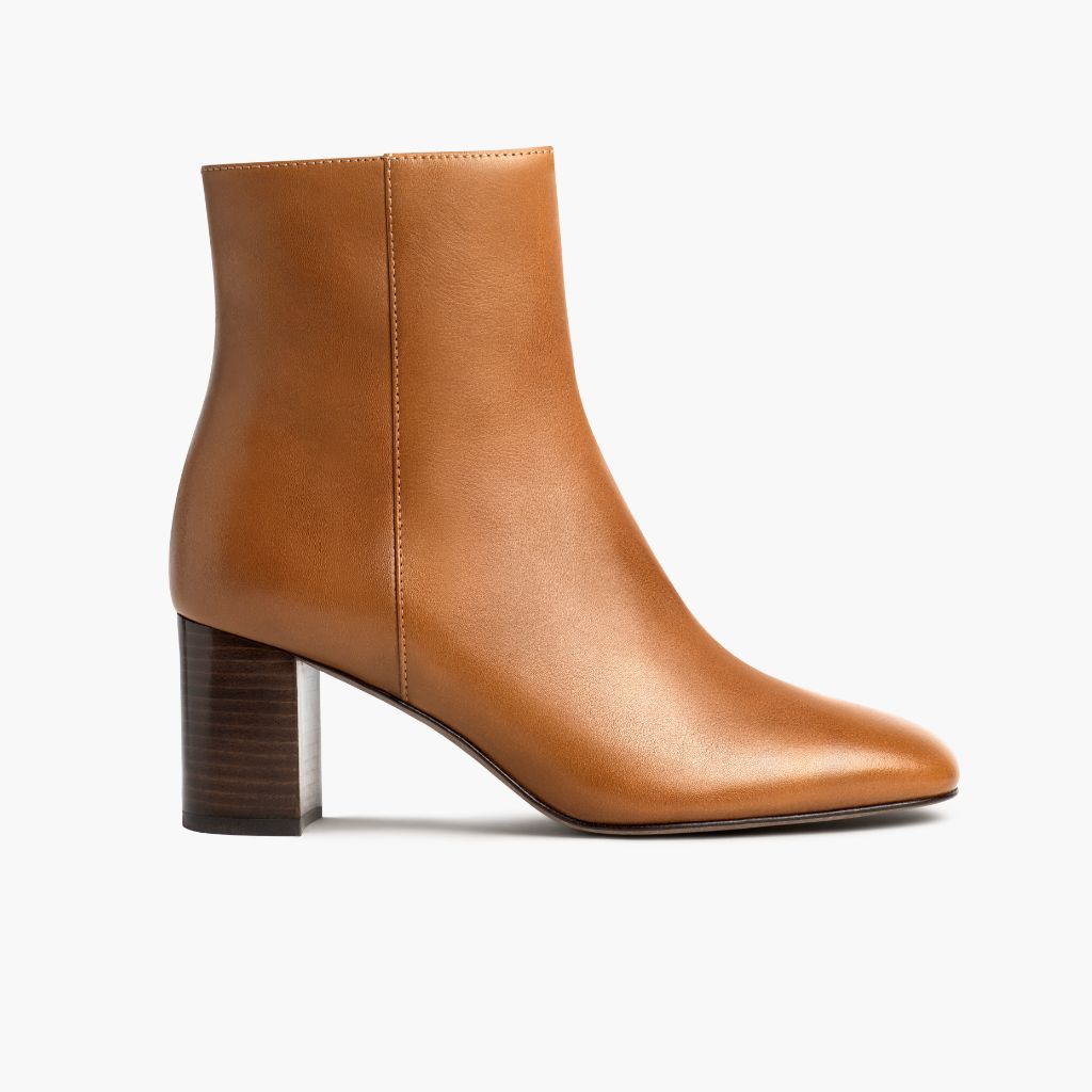 High Standard Caramel Bottines en cuir pour Femme in Tan Full-Grain Leather - Vue de profil | Acheter en ligne