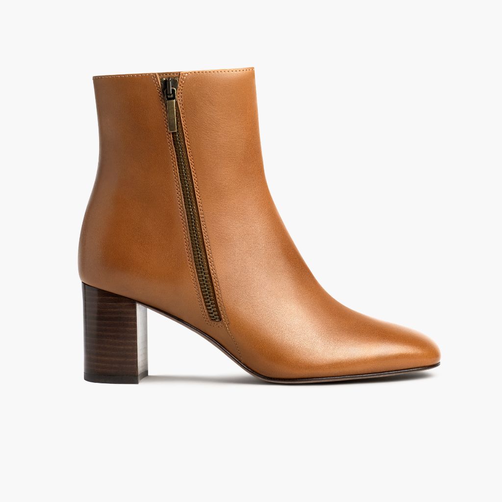 High Standard Caramel Bottines en cuir pour Femme - Contrefort de talon renforcé & surpiqûres doubles de précision