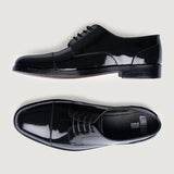 Attorney Derby Black Patent Leather Shoes For Men - Reinforced Heel Counter & Precision Double-Row Stitching Detail