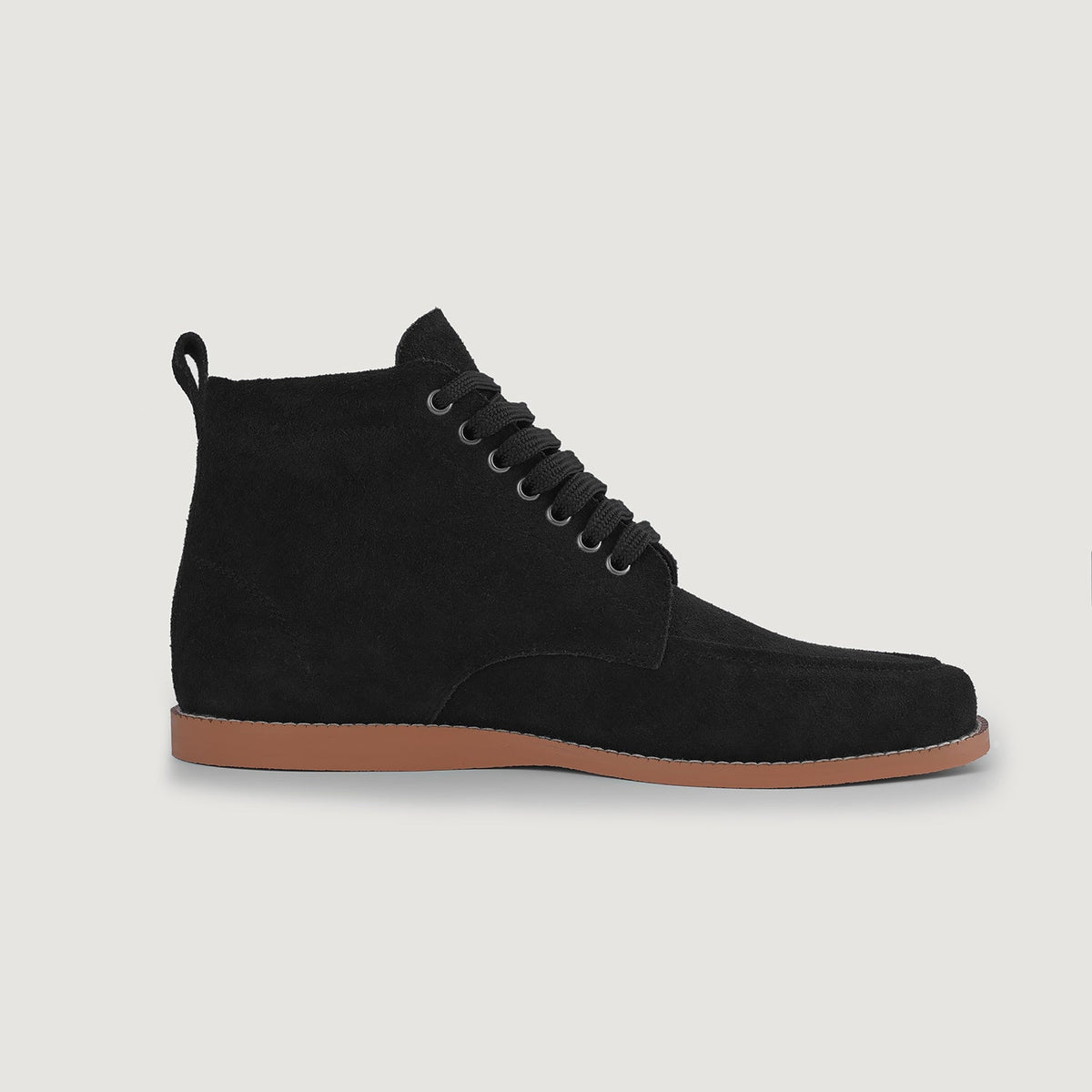 Black Goatskin Suede Leather Boots - Montage cousu Goodyear & détail de l'embout avant