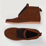 Bearman Moc Toe Brown Suede Boots - Reinforced Heel Counter & Precision Double-Row Stitching Detail