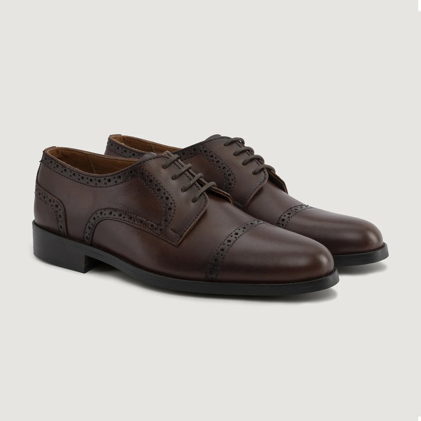 Dirk Brogues Derby Marron Leather Shoes - StudGuard pour Homme