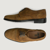 Dirk Brogues Derby Brown Suede Leather Shoes StudGuard For Men - Reinforced Heel Counter & Precision Double-Row Stitching Detail