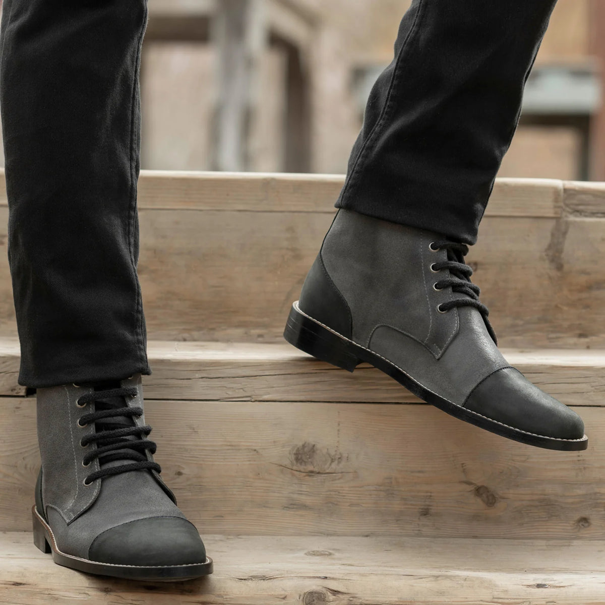 Orlaven Knight Derby Gris & Noir Bottines en cuir - StudGuard pour Homme footwear image 9
