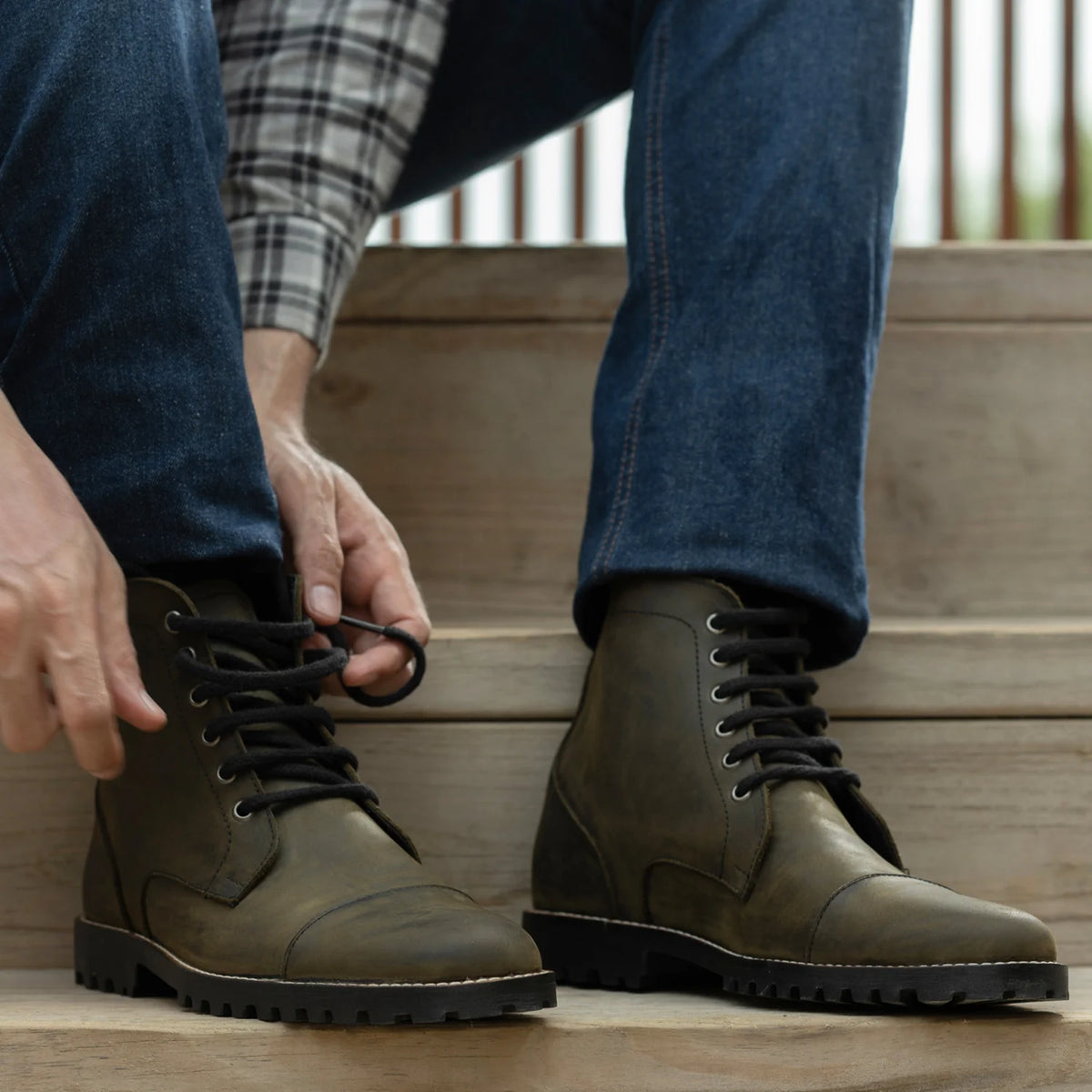 Orlaven Knight Derby Olive Vert Pullup Bottines en cuir - TerraGrip pour Homme footwear image 10