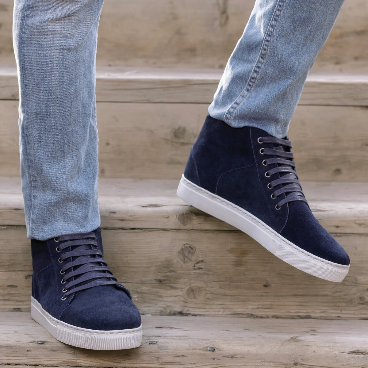 Orlaven Marty High Top Bleu Suede Baskets en cuir pour Homme footwear image 9