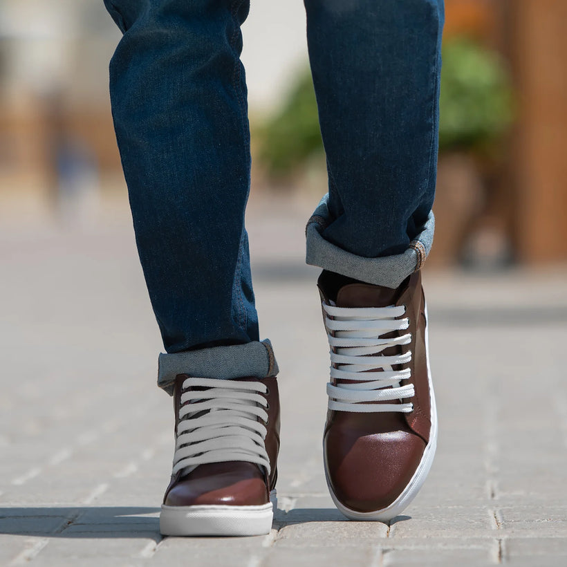 Marty High Top Bordeaux Baskets en cuir pour Homme
