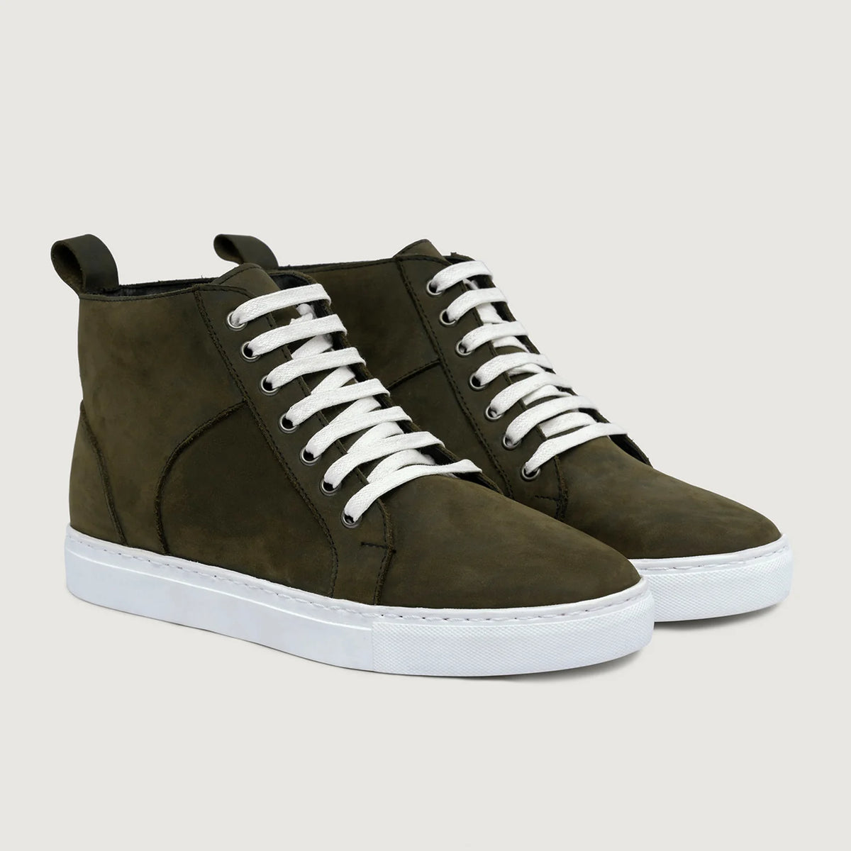Marty High Top Olive Pullup Baskets en cuir pour Homme For Men in Olive Full-Grain Leather - Vue de profil | Acheter en ligne
