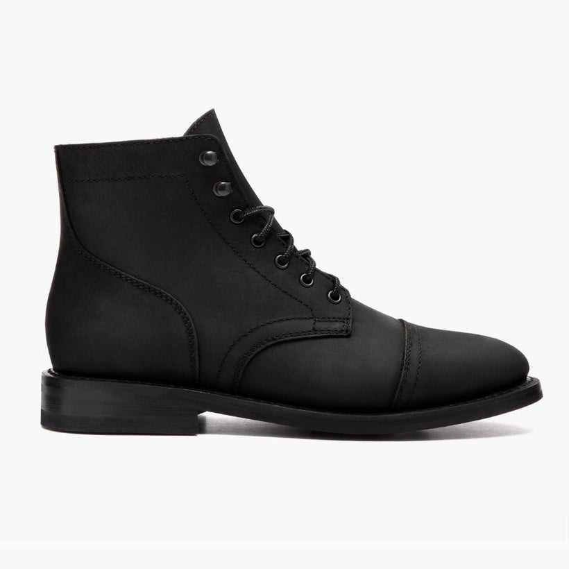 Captain Noir Matte Leather Boots pour Homme