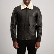 
Vue détaillée of Shirt with Removable Fur & Zipper Hardware on Airin G-1 Marron & Cream Blouson Bombardier en Cuir pour Homme