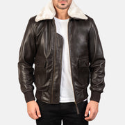 Men's Airin G-1 Marron Blouson Bomber en Cuir pour Homme in Brown Sheepskin Leather - Vue de face &amp; silhouette ajustée | Acheter en ligne