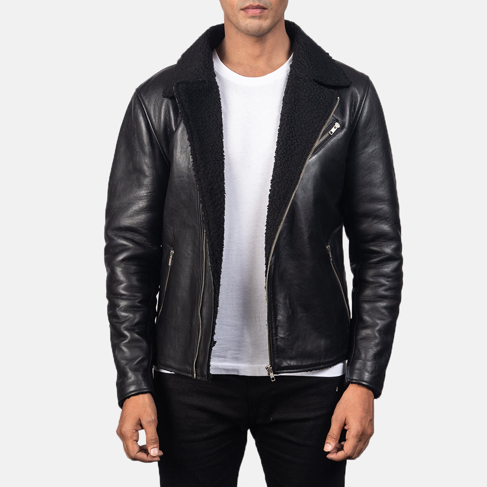 
Alberto Shearling Noir Veste en Cuir pour Homme in Black Sheepskin Leather - Vue de face & silhouette ajustée | Acheter en ligne