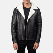 
Alberto Blanc Shearling Noir Veste en Cuir pour Homme in Black Sheepskin Leather - Vue de face & silhouette ajustée | Acheter en ligne