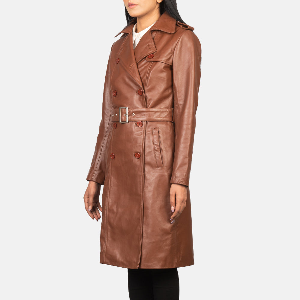 Black Cowhide leather Coat - Vue de dos avec coupe ajustée aux épaules &amp; ourlet soigné