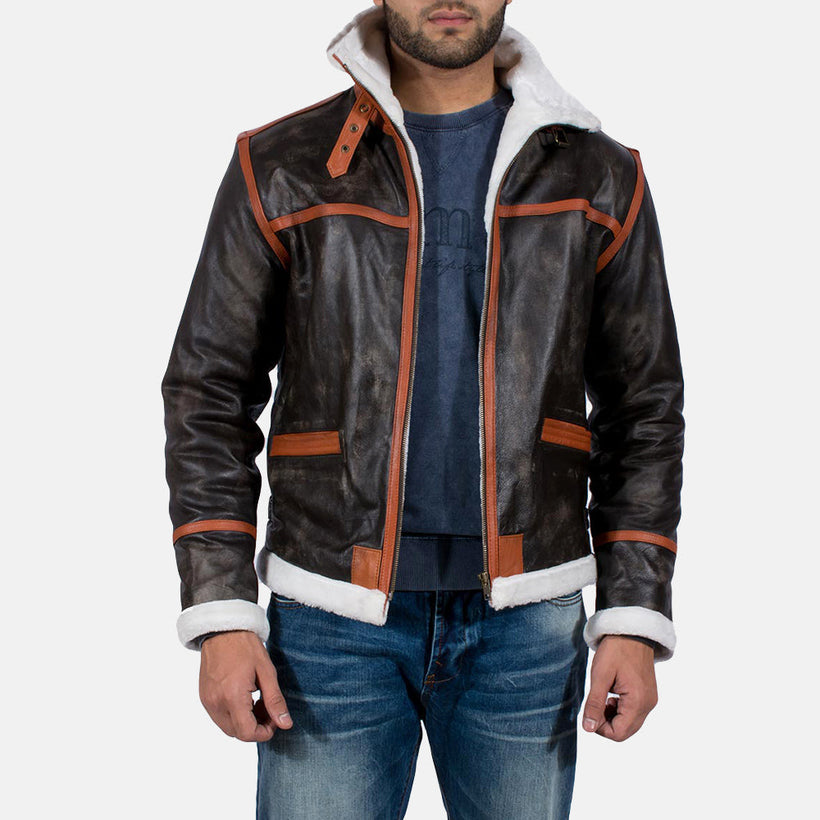 Alpine Marron Fur Veste en Cuir pour Homme