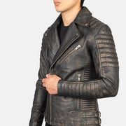 Armand Vert Veste Motard en Cuir pour Homme – Vue produit alternative 5