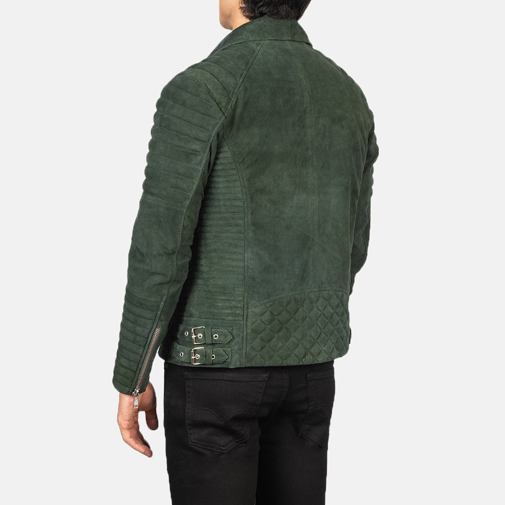 Armand Vert Veste Motard en Cuir pour Homme – Vue produit alternative 5