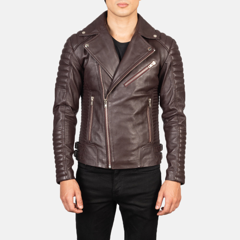 Armand Vert Veste Motard en Cuir pour Homme – Vue produit alternative 1