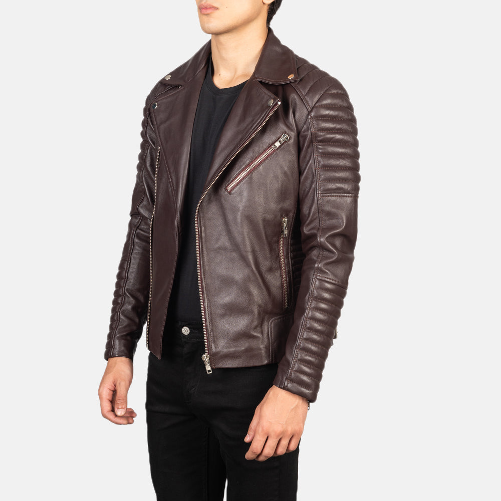 Armand Vert Veste Motard en Cuir pour Homme – Vue produit alternative 2