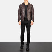Armand Vert Veste Motard en Cuir pour Homme – Vue produit alternative 3