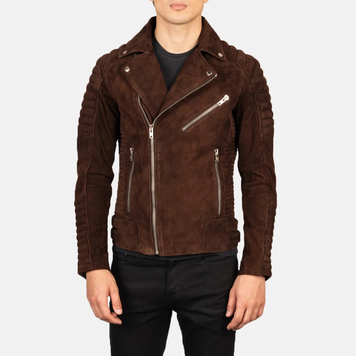 Armand Vert Veste Motard en Cuir pour Homme – Vue produit alternative 4