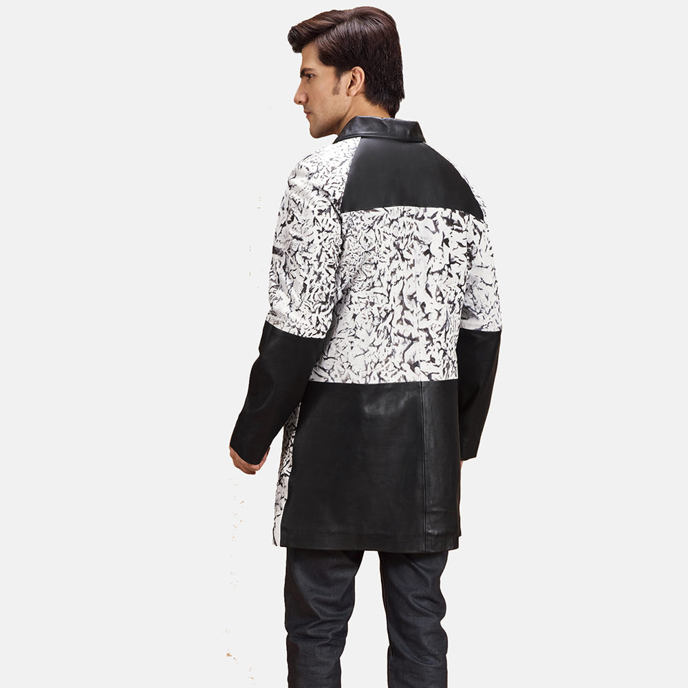 Vue détaillée of Shirt &amp; Button Hardware on Men's Artistry Noir Dye Manteau en Cuir pour Homme