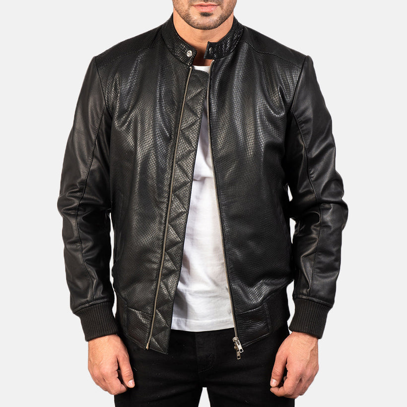 Avan Blouson Bombardier en Cuir pour Homme