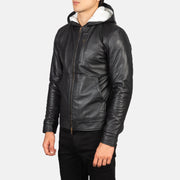 Black Sheepskin Leather Bomber Jacket - Vue de dos avec coupe ajustée aux épaules &amp; ourlet soigné